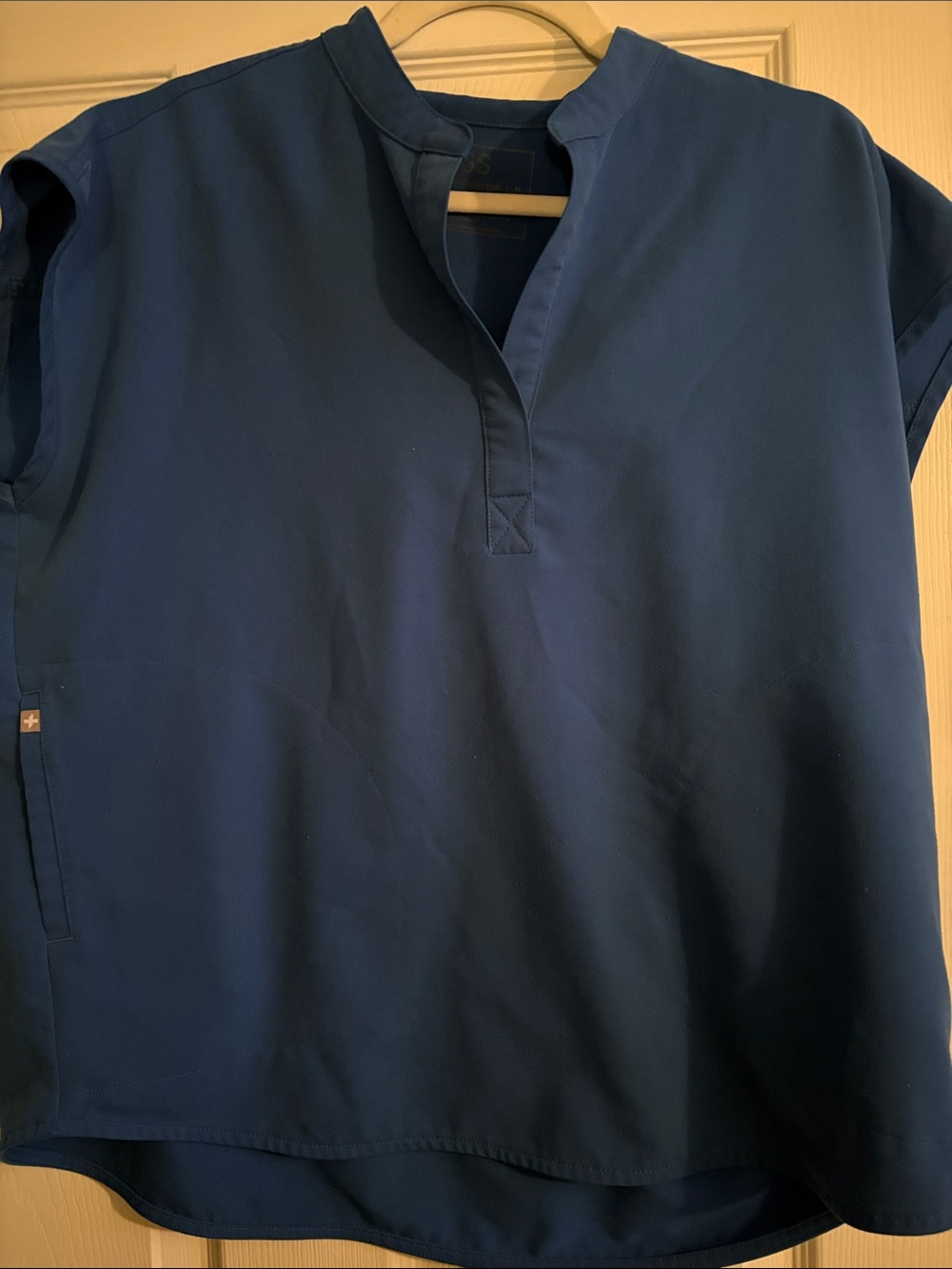 Figs Women's Navy Short Sleeve Polo-Style Medical Top